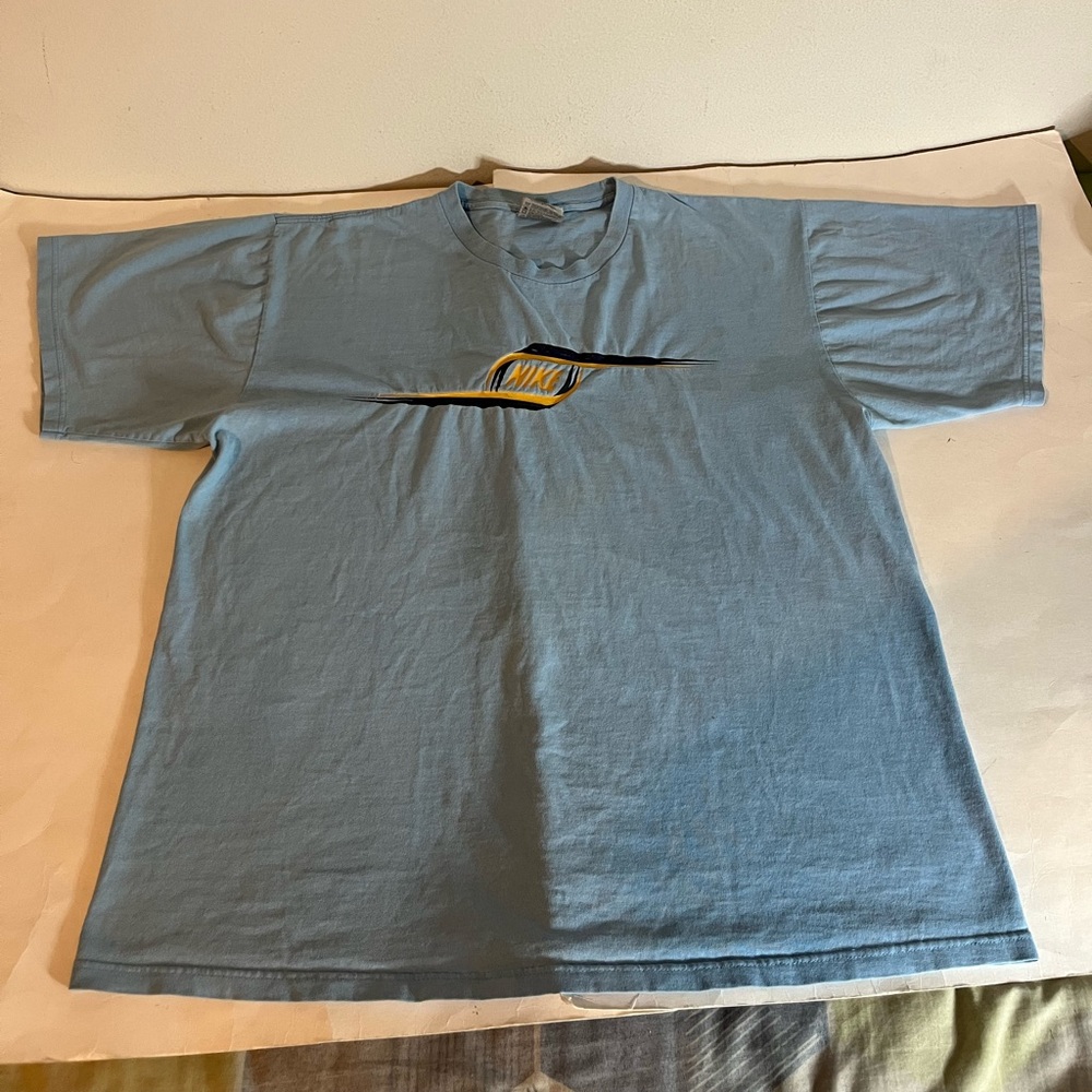 Vintage Nike Gray  Tag Logo Cente T Shirt Mens L  blue
